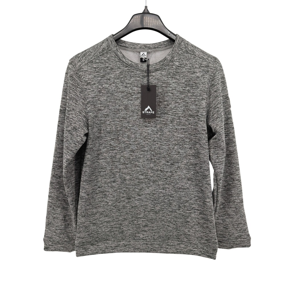 NEW Strafe Tech Crew Mens Small Sweatshirt Charcoal Heathered Fleece Performance